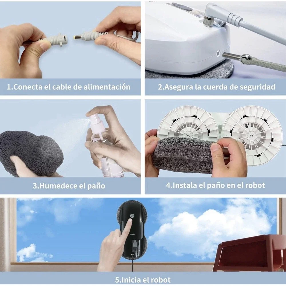 FMART T9Pro Robot Window Cleaner Remote Control Auto Spray for High Windows Blac